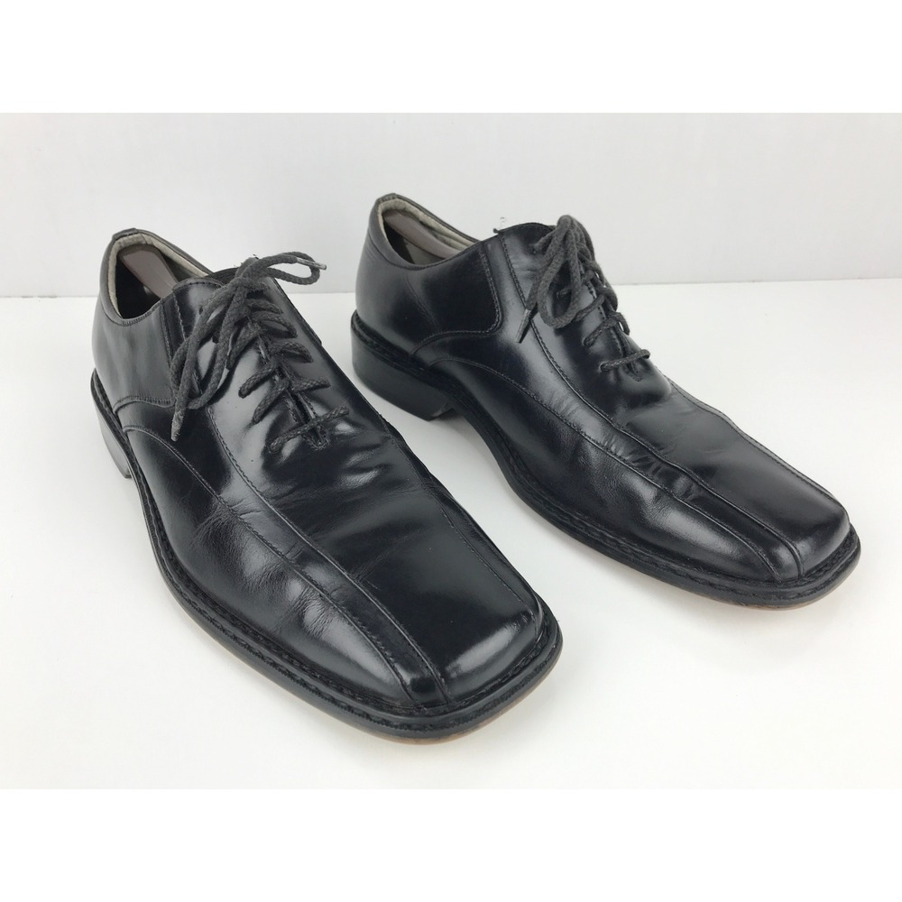 Stacy Adams Oxford Mens Black Leather Square Toe Lace Up Dress Shoes Size 11 M